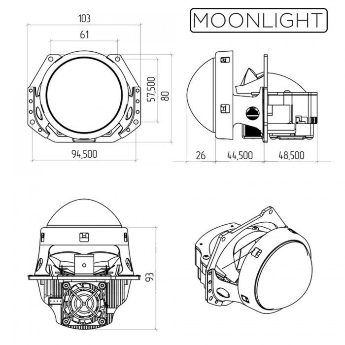 Світлодіодні Bi-Led лінзи Moonlight 3.0 Premium